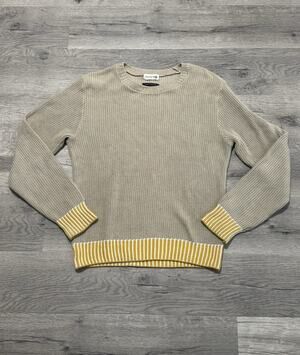 Universal Works England Men’s M Crewneck Sweater Pullover Jumper Tan Yellow